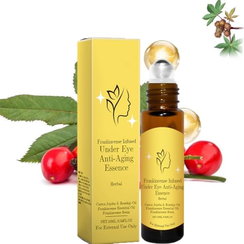 Castor Oil and Frankincense Roller Ball，Rollerball Castor Oil，Nourishng Eye Serum Roller，Time Eraser Rollerball Organic Castor，Brightening Eye Roll-On，Used for Reducing Dark Circles and Eye Wrinkles