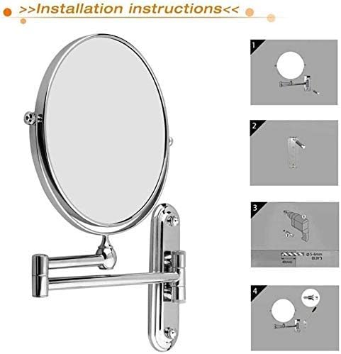 Mirror Bathroom Toilet Cosmetic Mirror Double Sided Wall Hanging Folding Mirror 360 Degree Rotary Telescopic Mirror(8inch)