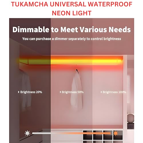 Image of 16.4 Feet LED Neon Strip Lights, with 12V Adapter, Waterproof IP65, Silicone Flexible Rope Light for Home Decor | Led Strip Lights | Neon Lights | 5 Meter | (Orange)