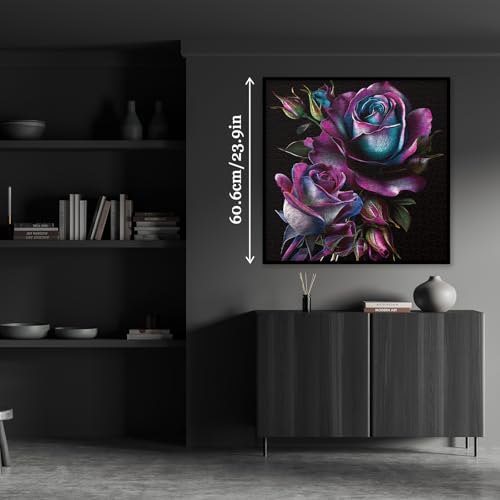 Rompecabezas Art Rose Flower para Adultos 1000 Piezas, Puzzle Floral Imposible Misterioso con Páginas de Flores Silvestres Moradas miniatura 5