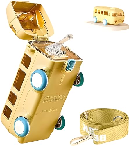 Koochie-Koo Plastic Bus Water Bottle for Kids, Non-Toxic BPA Free Sipper Bottle, Bus Design Leak Proof Water Bottle for School Kids, 500ml (Pack of 1, Multicolor)