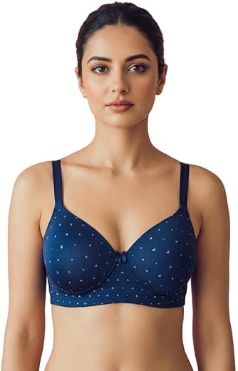Tweens Everyday Bonded Polyamide Padded Printed Bra | Full Coverage | Light Padding | Wire-Free | Elastic-Free Bottom Band...