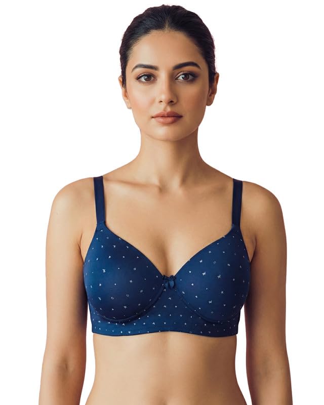 Everyday Bonded Polyamide Padded Printed Bra | Full Coverage | Light Padding | Wire-Free | Elastic-Free Bottom Band and Side Wings | Pack of 1 |-image-0