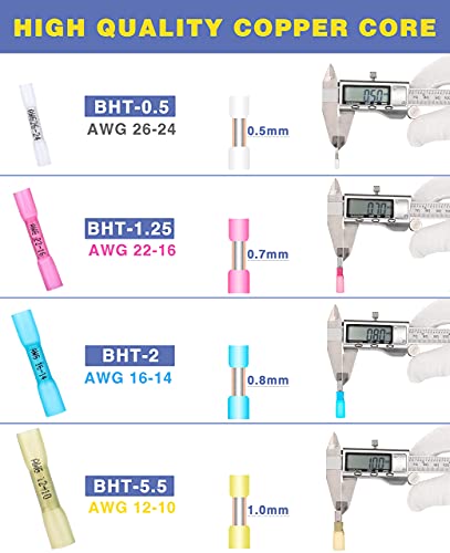 image for haisstronica 50PCS Yellow Heat Shrink Butt Connectors AWG12-10,Marine 