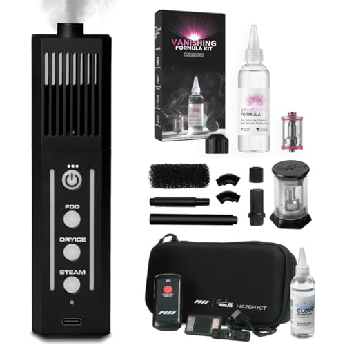 Máquina de humo PMI SmokeNINJA PRO, paquete con kit de fórmula Vanishing de PMI, protección mejorada contra sobrecalentamiento, salida de ráfaga única de 3 minutos, recuperación 3 veces más rápida, control USB-C miniatura 1