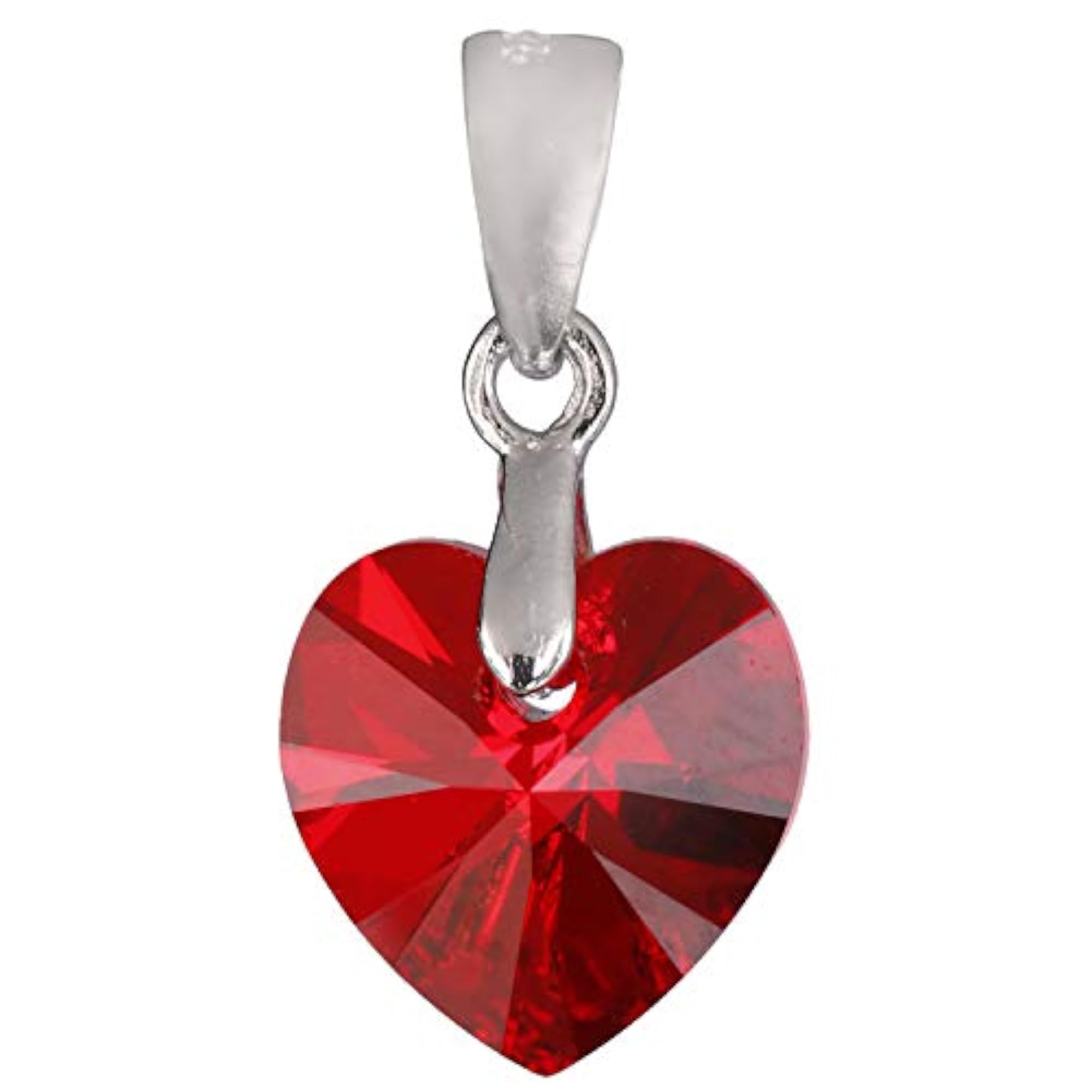 Women's 925 Silver BIS Hallmarked Valentine Heart Pendant Chain, Red