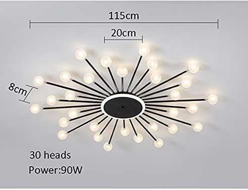 Generic Ceiling Chandelier Lamp, Modern LED Ceiling Chandeliers Chandelier for Living Room Bedroom Kitchen Indoor chandelier Decoration Lights Fixture (Color: 30 Heads Black, Size: Warm) ( photo 3
