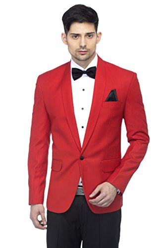 Image of FAVOROSKI Designer Men's Solid Poly Viscose Slim Fit Shawl Collar Tuxedo Suit Blazer