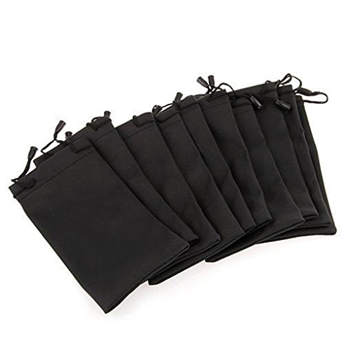 12pcs Premium Quality Soft Microfiber Sunglasses Pouch, Black Glasses Bag with Drawstring Closure to Store Eyeglasses, Gadgets Accessories, Cell Phones, Jewelry, Watches