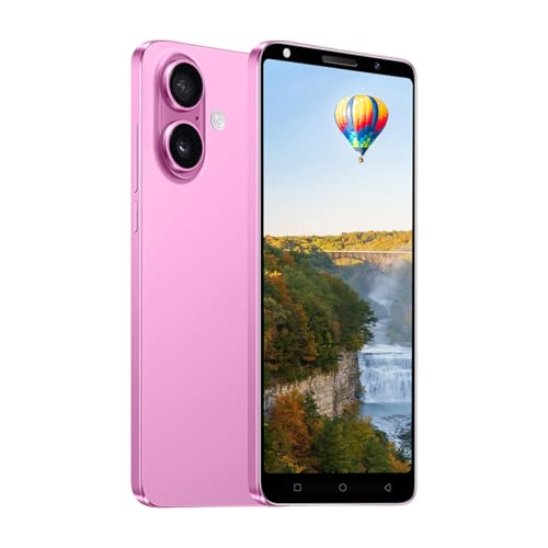 WRTogo Teléfonos móviles baratos, pantalla HD de 5 pulgadas, SIM dual, 16 GB de ROM/(ampliable hasta 128 GB), sistema operativo Android, cámara dual, teléfono celular de desbloqueo facial (rosa)