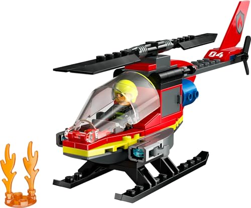 LEGO City ’Hélicoptère de Secours des Pompiers Ensemble de Construction avec Minifigurines de Pilote Pompier Cadeau pour Garçons et Filles de ou Plus Jeu Imaginatif 60411 - vue 9