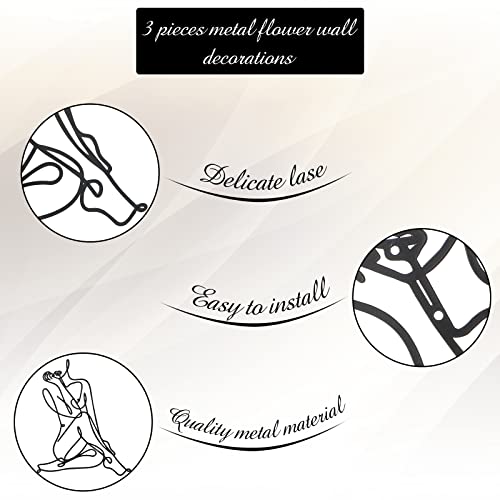 3 Pieces Metal Wall Art Decor Minimalist Abstract Woman Wall Art Modern Line Drawing Wall Art Decor Metal Female Single Line Wall Home Hanging For Bedroom Kitchen Bathroom Living Room (Black, Retro) #TOP4