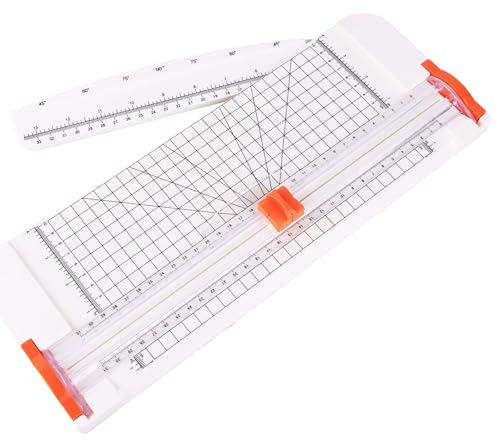 A4 Paper Cutter with Scale, 15 Inch x 5.6 Inch White for Cutting Paper, Coupon, Label, Cardstock, and Scrapbooking Craft (White)