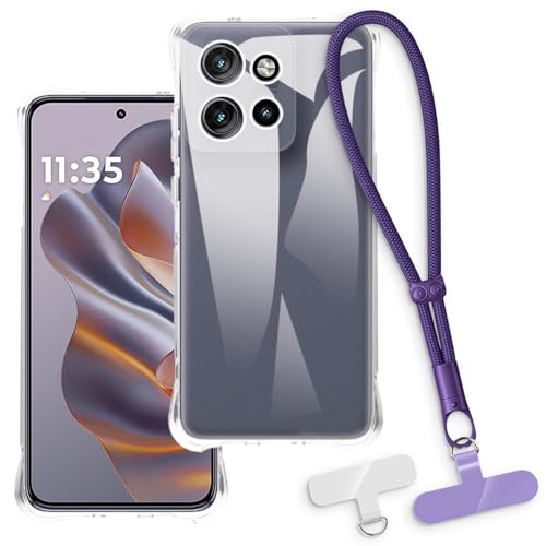 OAGELIM 2-in-1�ی�P�[�X�ƃ��X�g�X�g���b�v Motorola Edge 60 Neo 5G �Ƃ̌݊������� ���O���\�ȃ��j���[�h�t���d�b�J�o�[�A����~�ߕ����h�~�O���b�v�n���h�� (�N���A + �p�[�v��)