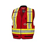 Pioneer Hi Vis Anti-Stink Surveyor Safety Vest - Mesh Back - 8 Pockets - For Construction, Surveyors- Class 1 - Red - Large