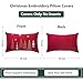 Tosleo Christmas Embroidery Throw Pillow Covers 12 x 20 inch Set of 2 Xmas Tree with Snowflakes Dec Pillowcases Red Christmas Velvet Cushion Pillow Cases Soft Lumbar Holiday Pillowcase