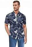 ETHANOL Men Classic Slim Fit Performance Woven Short Sleeve Wrinkle Resistant Print Shirt MSTL46568 HLBLUCRM Blue L
