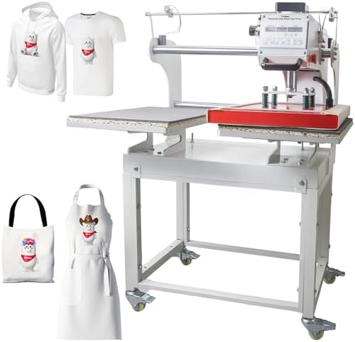 InkSonic 16x24 Inch Large Auto Pneumatic Dual Heat Press Machine, Sliding Side Commercial 40x60cm Heat Press, for DTF & Sublimation Transfer T-Shirt with Infrared Positioning & Movable Stand