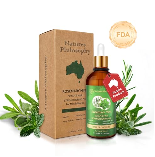 NP NATURES PHILOSOPHY Rosemary Oil for Hair Growth, Hair Growth Oil 3.38 fl oz, Anti-Hair Loss, Quickly Absorbed & Non-Greasy, Aussie Organic Hair Serum for All Hair Types, for Men and Women -100ml | For Hair Growth
