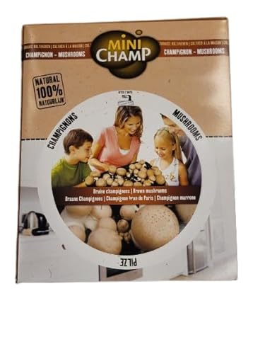 Peyca Kit autocultivo de champiñones 7,5 litros - MiniChamp. 100% natural. Todo lo necesario para cultivar champiñones en casa (Champiñon Marron)