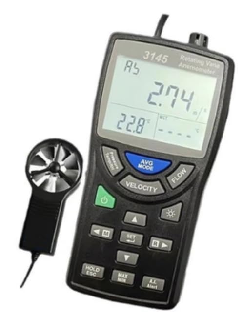 TES3145 - Anemómetro portátil de viento, velocidad de flujo de aire y temperatura