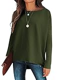 Caracilia Women's Off Shoulder Sweater Batwing Sleeve Loose Oversized Pullover Sweater Relaxed Fit S