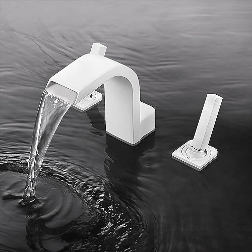 Robinet Cascade pour lavabo de Salle de Bain chromé à 3 trous avec valve en céramique