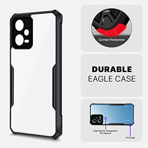 Image of Pikkme Redmi Note 12 Pro Plus 5G Back Cover | Crystal Clear Transparent Back | Ultra Hybrid | Full Camera Protection | Raised Edge | Bumper Back Case (Black)