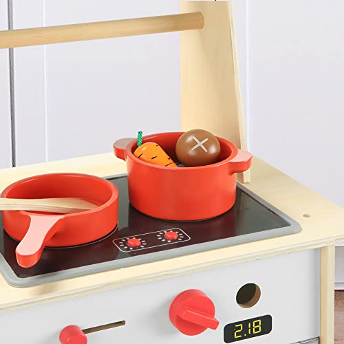 Giant Bean Kids Wooden Kitchen Playset Toys, 12 Pieces Cookware Pots And Dining Set Play Kitchen Accessories, Ideal Montessori Pretend Toys Gifts For Kids Boys Toddlers 1 2 3 4 5 6 #TOP5