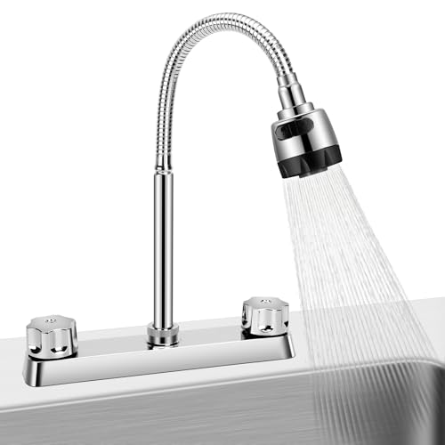 XFIRE-GEAR - 8 inches Apart RV Sink Faucet, Kitchen Faucet Replacement with Flexible 360 Degree Rotatable Sprayer for RV, Dual Function Sprayer, Campers, Motorhomes, Travel Trailers (Silver) - -8%