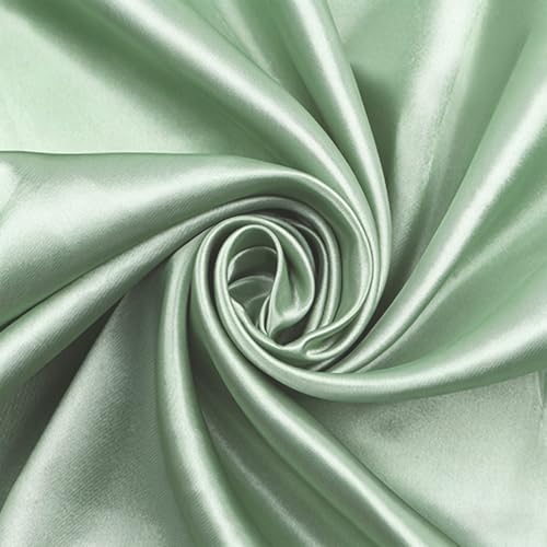 Tissu satiné au mètre - En polyester - 150 x 200 cm - Tissu satiné vert sauge brillant et soyeux - Tissu décoratif - Tissu de rideau - Tissu de mariage - Tissu de nappe