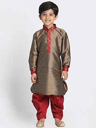 Image of VASTRAMAY Boy Silk Blend Solid JBN Creation Kurta and Dhoti Pant Set