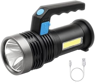 LED Torch USB Rechargeable, Super Bright Lantern Light with Handle and COB Work Light, 4 Modes Waterproof Searchlight for Camping, Hiking, Home,Farm,Hunting and More