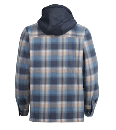 Image of LeeHanTon Mens Heavyweight Hoodies Casual Zip Up Plaid Flannel Shirt Jackets Winter Thick Berber Lined Fleece Coat
