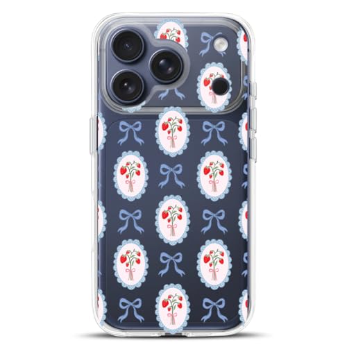 Coque iPhone 17 Pro motif fleurs et nœud bleu cadeau idéal fille