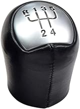Pommeau de levier de vitesse de voiture pour Clio II 1990-2008, Espace 1991-2002, Kangoo 2001-2008 - 5 vitesses PU cuir poignée de transmission manuelle avec argent et (couvercle argenté)