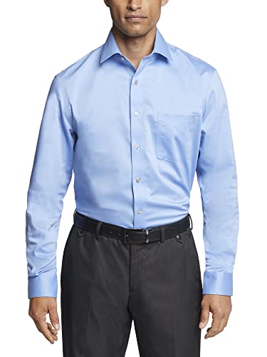 no iron dress shirts for men - Van Heusen Men's Dress Shirt Regular Fit Ultra Wrinkle Free Flex Collar Stretch, Blue Frost, 16