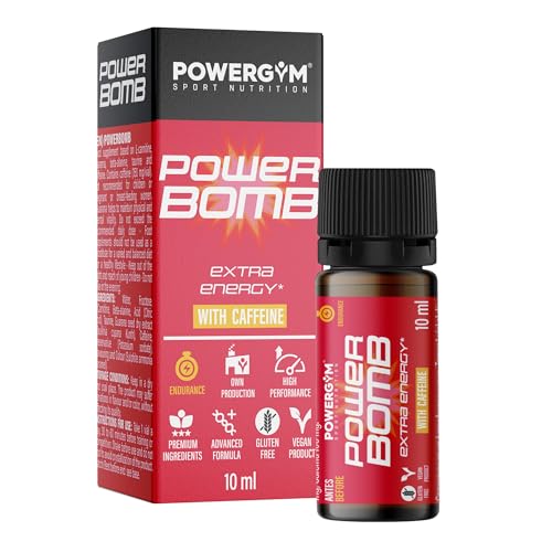 POWERGYM | Powerbomb 24 Viales - Energía de alto octanaje al instante ¡¡ENTRENA MÁS DURO Y AUMENTA TU RESISTENCIA!! Con taurina, cafeína, l-carnitina y guaraná - Powerbomb Sin Gluten
