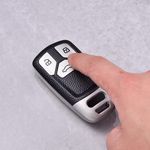 Image of ELOHEI for Audi Key Fob Cover, Premium Soft TPU 360 Degree Full Protection Key Case Accessories Compatible with Audi A4 Q7 Q5 TT A3 A6 SQ5 R8 S5 Smart Key(Leather Silver)