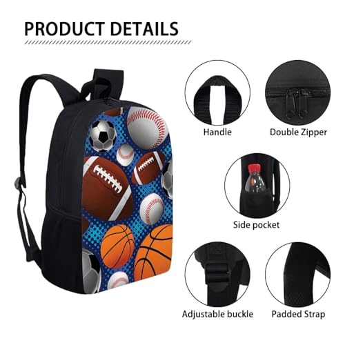 Fancosan Sport Football Baseball Basketball Designs Backpack For Mens,Teen Boys Junior School Bag+Lunchbox+Pen Case thumb #2