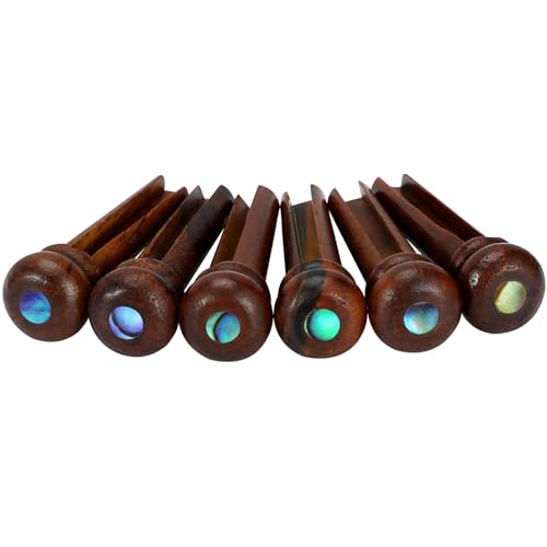 image for Blisstime 6pcs Rosewood Guitar Bridge Pins Inlaid Abalone Dot Acoustic