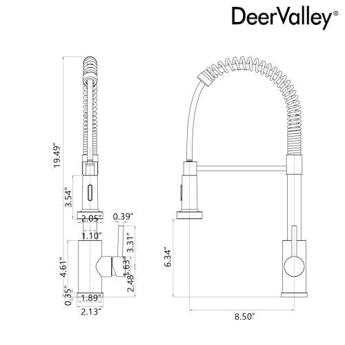 DeerValley Wasserhahn Küche Küchenarmatur Ausziehbar mit 2-Strahl-Sprühbrause Drehbarem Einhebelmischer Edelstahl Wasserhahn für Spüle, Flexibler Küchenhahn