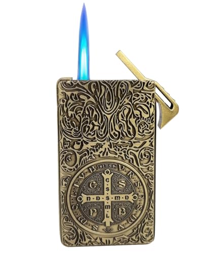 , Refillable Torch Windproof Lighter With Keyhole For Collection, Decorative Gift (butane Not Included) (bronze)
