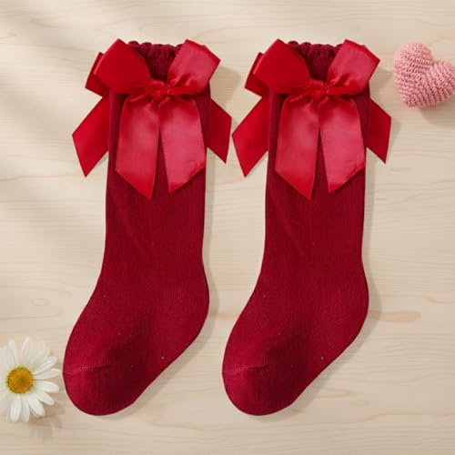 Image of SYGA Baby Long Socks Cotton, Over The Knee, No Tightness, High-Top, Bow Pattern
