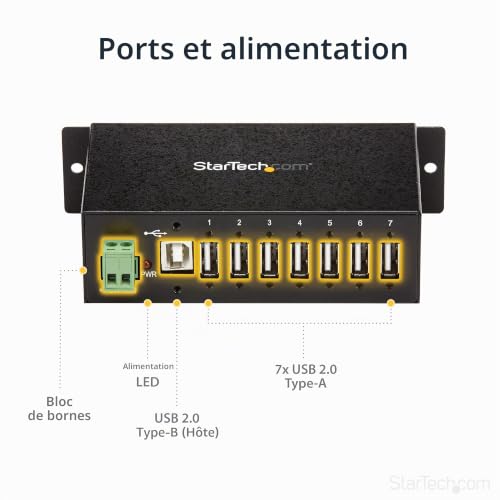 StarTech.com Concentrateur USB 3.0 industriel 10 ports 5 Gbit/ Concentrateur USB A antivol avec ESD et protection contre les surtensions - vue 5
