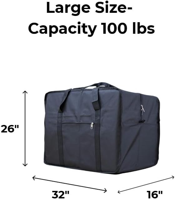 Extra Large Foldable Duffel Bag for Travel – Heavy-Duty Cargo Bag with Zippers & Reinforced Handles, TSA Approved, Water-Resistant, 32x26x16 in – Holds up to 100 lb (Black) - Image 2