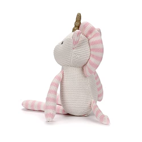 FLUFFYFUN Organic Baby Soft Toys Pink Unicorn Teddy for Newborn 7.1", 7.1 inches - Image 3