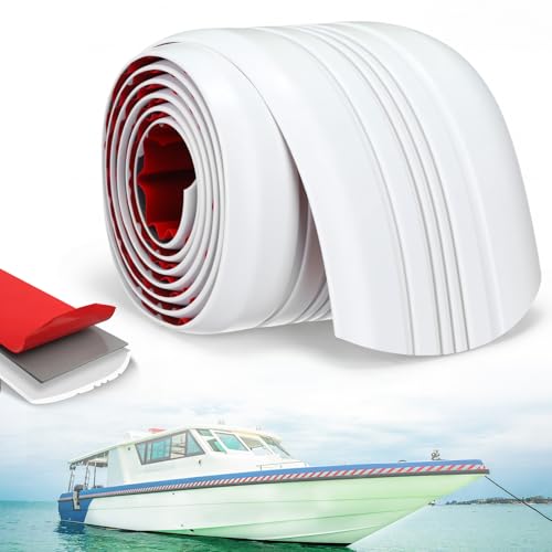 Datanly Keel Guard for Fiberglass Boats Self Adhesive Keel Protector for Fiberglass and Aluminum Boats Easy to Install Protects Against Rocks and Ramps 5 Inch Width(8ft for Boat up to 22ft White)