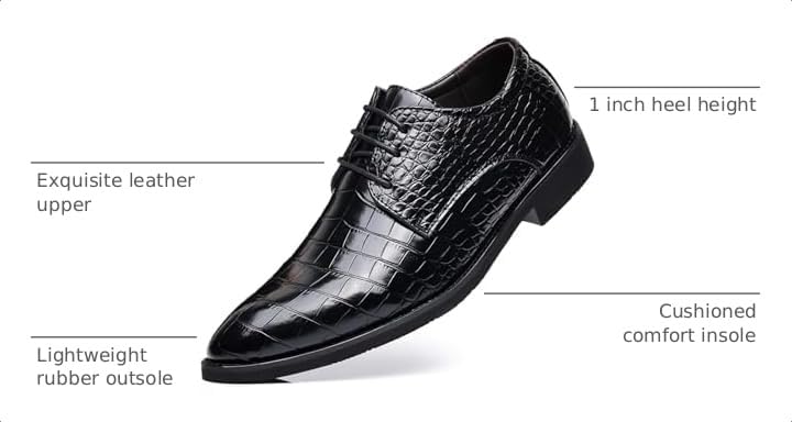 Image of Men's Retro Crocodile Print Dress Shoes Modern Formal Business Oxford Casual Leather Shoes
