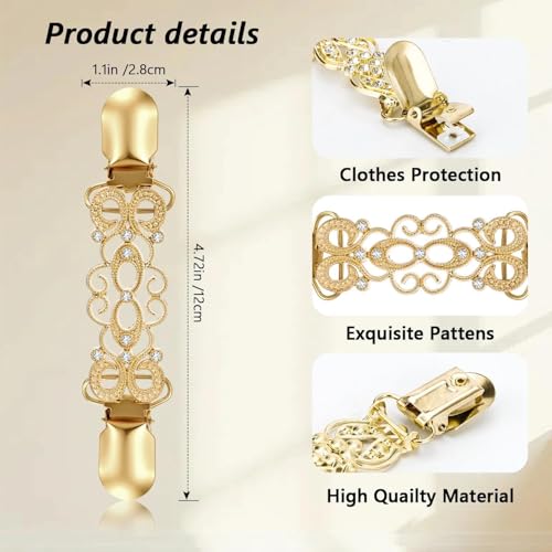 3 Pcs Vintage Sweater Clips for Cardigans Retro Cinch Clips for Dresses Collar Clip to Tighten Different Women Clothes Dress Pant Waist - Thumbnail 3